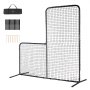 VEVOR L Screen Baseball for Batting Cage, 7x7 ft Baseball Softball Safety Screen, Body Protector Portable Batting Screen with Carry Bag & Ground Stakes, Heavy Duty Pitching Net for Pitchers Protection