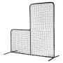 VEVOR L Screen Baseball for Batting Cage, 7x7 ft Baseball Softball Safety Screen, Body Protector Portable Batting Screen with Carry Bag & Ground Stakes, Heavy Duty Pitching Net for Pitchers Protection