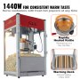 VEVOR Máquina para hacer palomitas de maíz, máquina para hacer palomitas de maíz para encimera de 12 Oz, 1440W, 80 tazas, color rojo