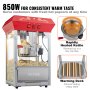 VEVOR Commercial Popcorn Machine, 8 Oz Kettle, 850 W Countertop Popcorn Maker for 48 Cups per Batch, Theater Style Popper with 3-Switch Control Steel Frame Tempered Glass Doors 1 Scoop 2 Spoons, Red
