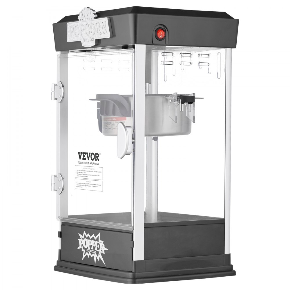 VEVOR Popcorn Maker, 480W Popcorn Popper Machine, 4 Oz Kettle Makes 1.5 Gallon per Batch, Tabletop Popcorn Maker, Includes 3 Scoops, Movie Theater Style, Black