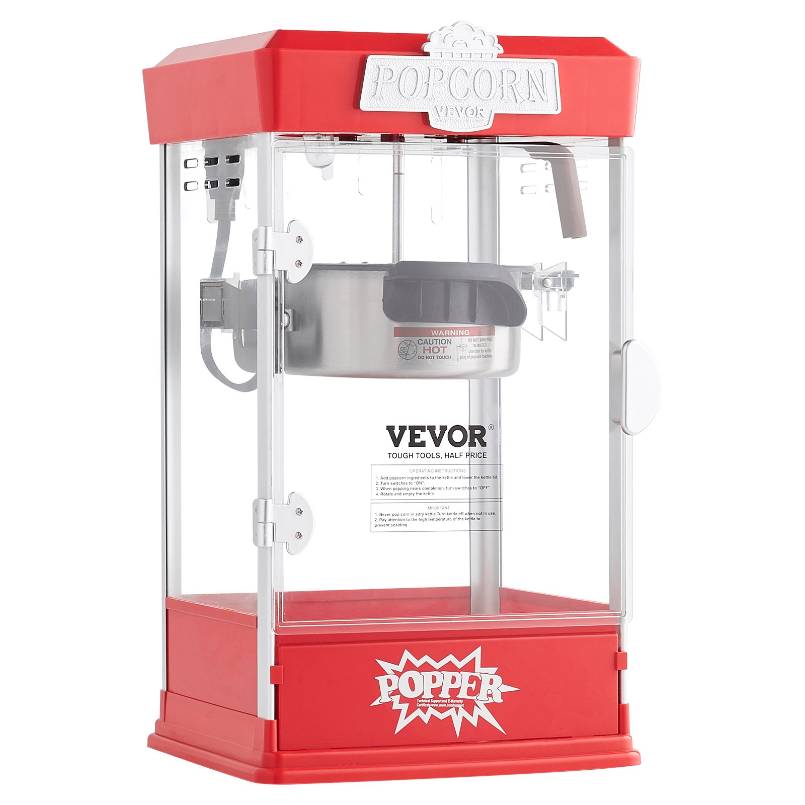 VEVOR Popcorn Popper Machine Pöytä Popcorn Maker 480W 4 Oz Red