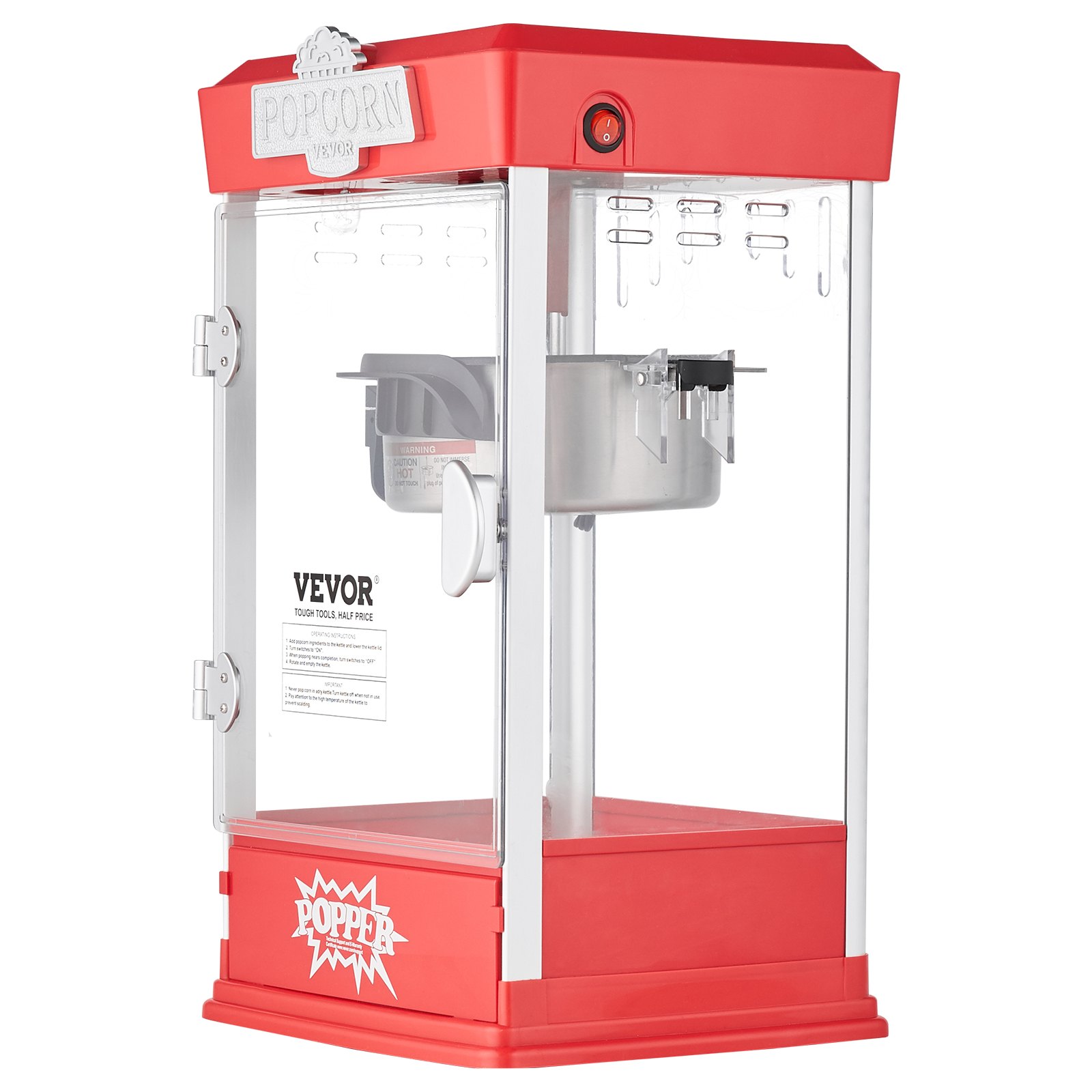 VEVOR Popcorn Popper Machine Pöytä Popcorn Maker 480W 4 Oz Red