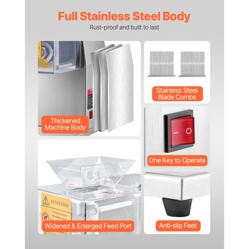 VEVOR Meat Cutter Machine, 850W Meat Slicer, 551 lb/h Commercial Meat Cutting Machine Stainless Steel, 5 mm Thickness, Detachable Blades, Electric Food Slicer for Home Kitchen Restaurant Supermarket