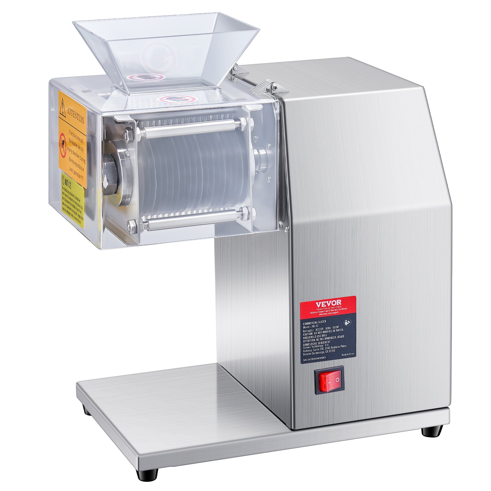 VEVOR Meat Cutter Machine, 850W Meat Slicer, 551 lb/h Commercial Meat Cutting Machine Stainless Steel, 5 mm Thickness, Detachable Blades, Electric Food Slicer for Home Kitchen Restaurant Supermarket