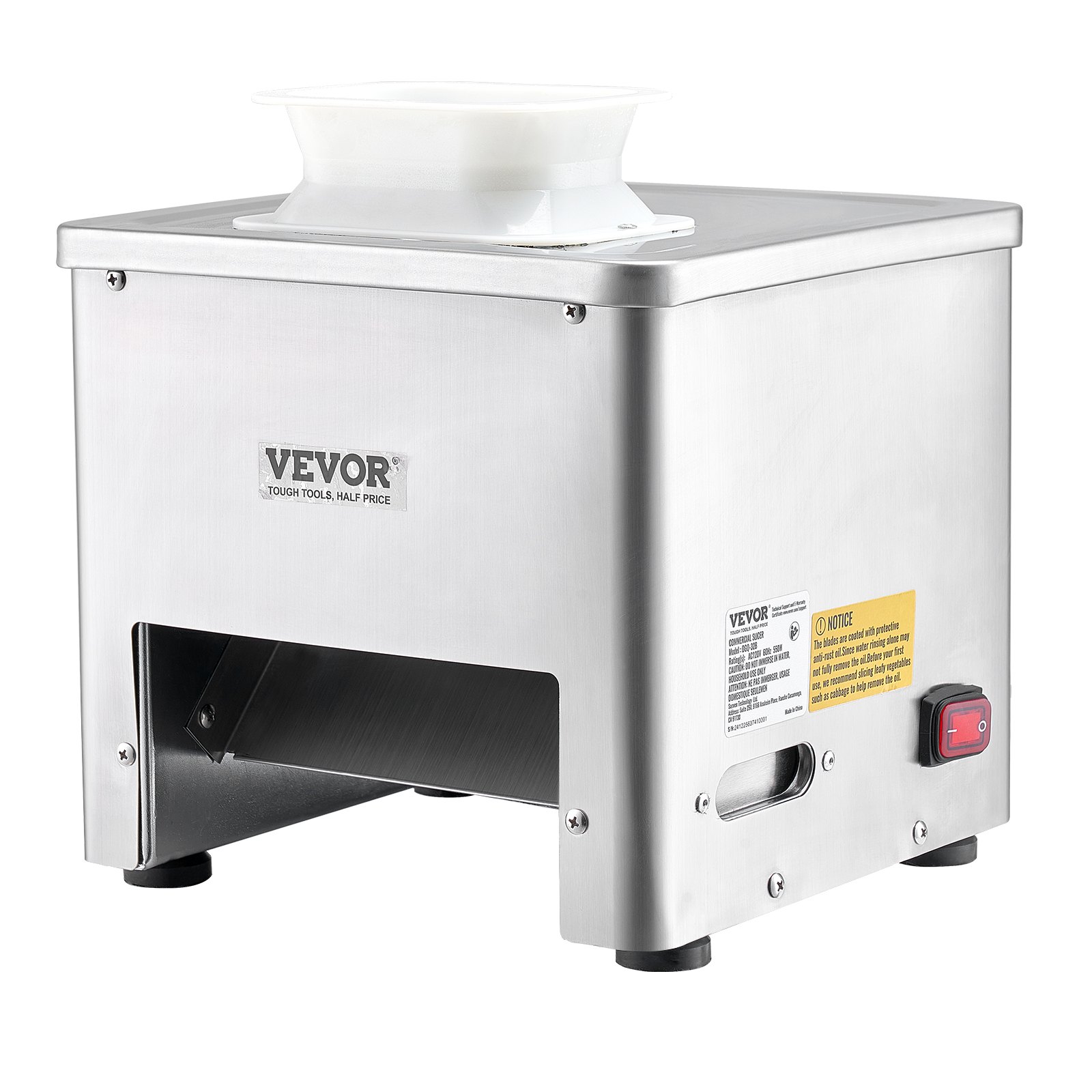 VEVOR Meat Cutter Machine, 550W Meat Slicer, 350 lb/h Commercial Meat Cutting Machine, Stainless Steel, 3.5 mm Thickness, Electric Food Cutting Slicer for Home Kitchen, Restaurant, Supermarket
