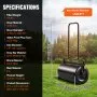 VEVOR Lawn Roller, 13 Gallon Sand/Water Filled Yard Roller, Steel Sod Roller with Easy-turn Plug and U-Shaped Ergonomic Handle for Convenient Push and Pull, for Lawn, Garden, Farm, Park, Black