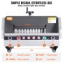 VEVOR electric paper cutter showcasing simple design and control panel with four buttons.