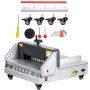 VEVOR electric paper cutter with accessories and replacement parts displayed.