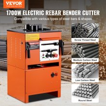 VEVOR 2-in-1 Electric Rebar Bender 1700W 3 Angle up to 1 Inch #8 (4-25mm)