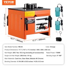 VEVOR Benchtop Electric Rebar Bender 1700W 3 Angle up to 1 Inch #8 (4-25mm)