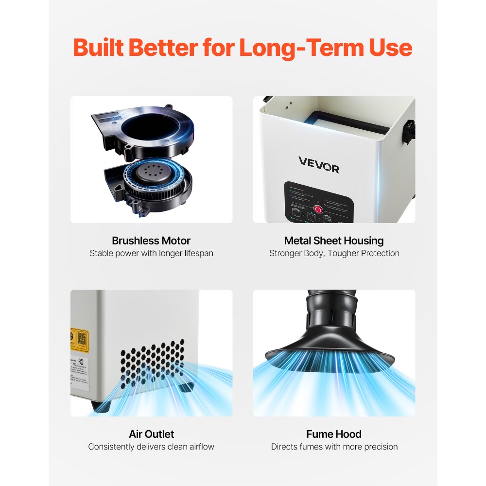 VEVOR Solder Fume Extractor, 3-Stage Filtration Soldering Smoke Absorber with 180 m³/h Strong Suction & 3-Level Airflow, Compact Desktop Brushless Smoke Extractor for Soldering DIY Welding