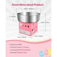 Commercial Cotton Candy Machine Sugar Floss Maker 1000W for Party Home Pink