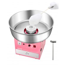 VEVOR Electric Cotton Candy Machine, 1000W Commercial Candy Floss Maker with 52cm Stainless Steel Bowl, Sugar Scoop, and Drawer, Easy Home Use, Perfect for Kids Birthday, Family Party, Pink