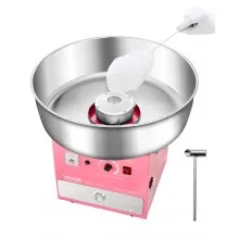 VEVOR Electric Cotton Candy Machine, 1000W Commercial Candy Floss Maker with 52cm Stainless Steel Bowl, Sugar Scoop, and Drawer, Easy Home Use, Perfect for Kids Birthday, Family Party, Pink