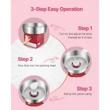 Commercial Cotton Candy Machine Sugar Floss Maker 1000W for Party Home Red