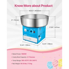 VEVOR Commercial Cotton Candy Machine Sugar Floss Maker 1000W for Party Blue