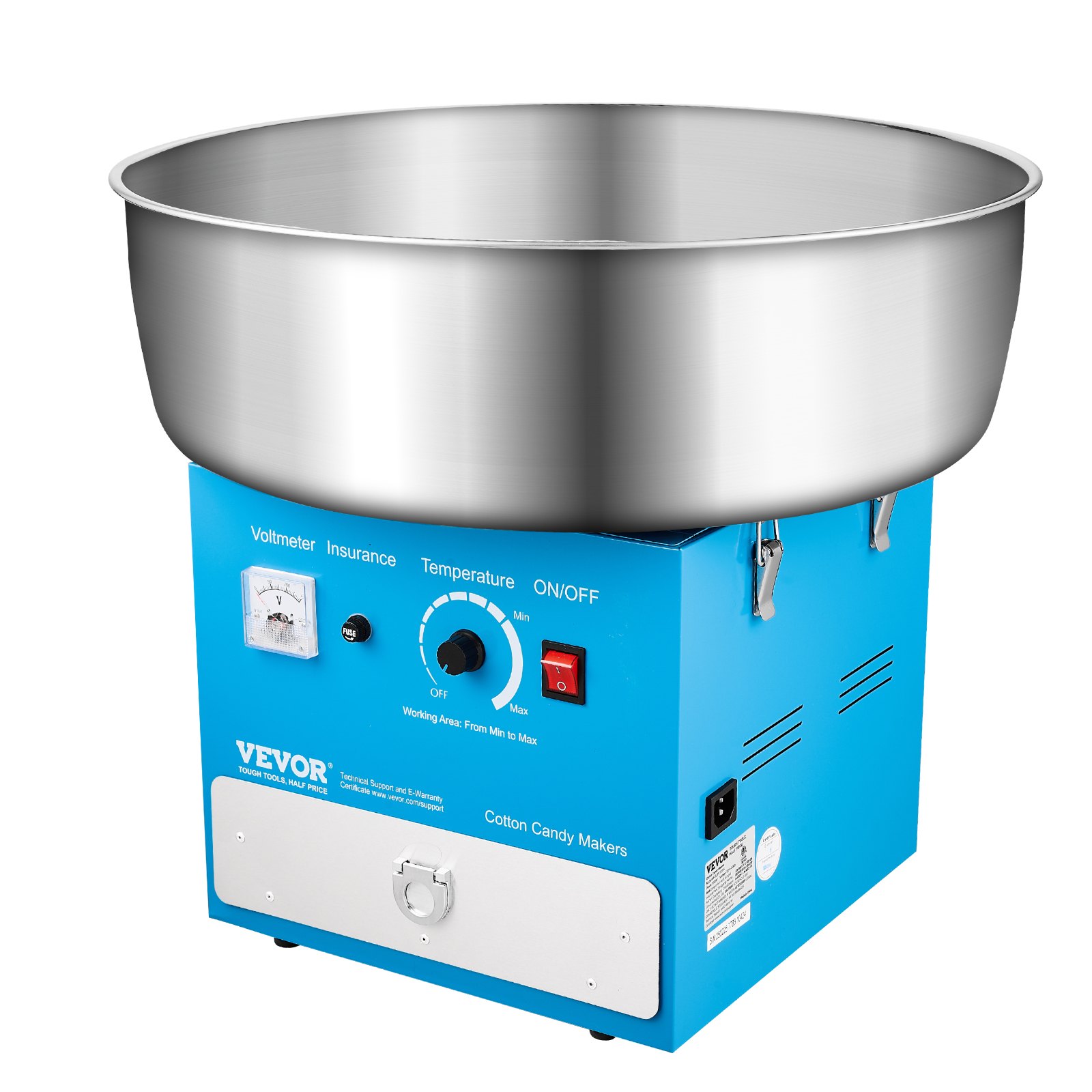 VEVOR Electric Cotton Candy Machine, 1000W Commercial Candy Floss Maker with 52cm in Stainless Steel Bowl, Sugar Scoop, and Drawer, Easy Home Use, Perfect for Kids Birthday, Family Party, Blue