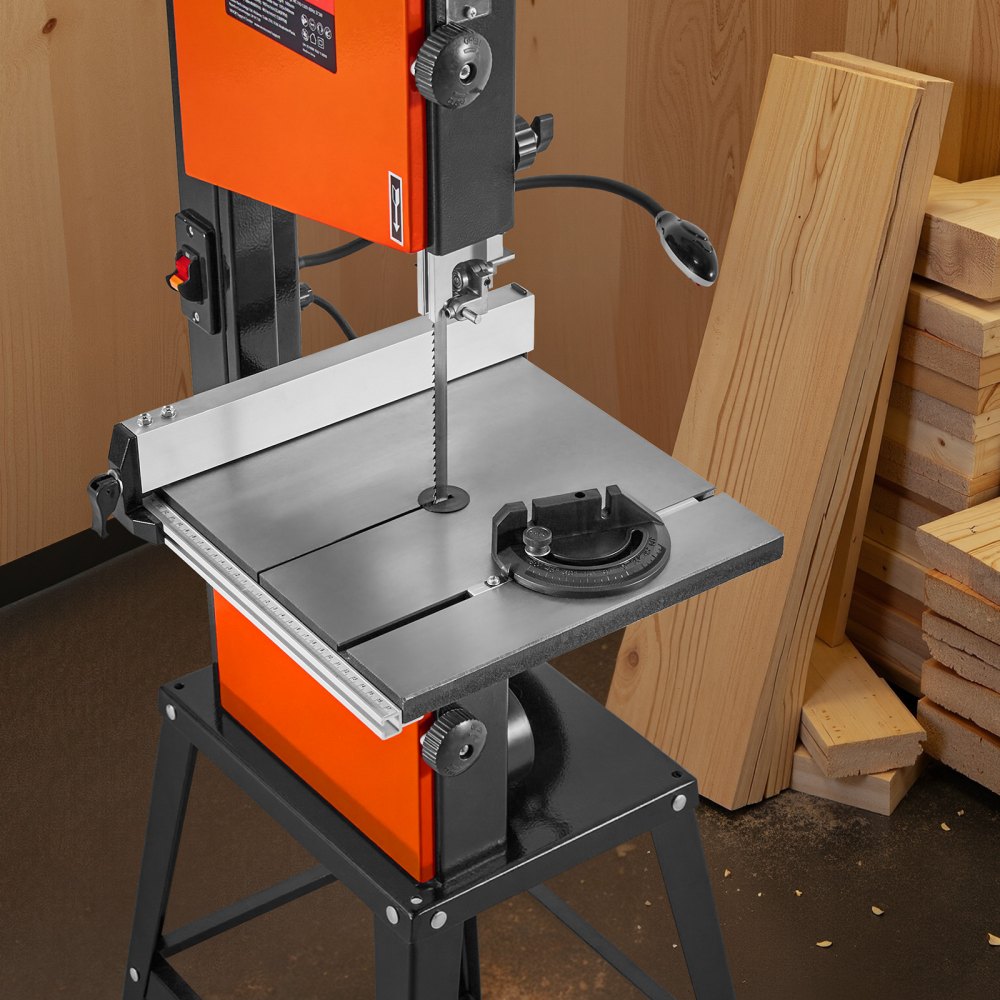 VEVOR Band Saw with Stand, 254 mm, Two-Speed Benchtop Bandsaw, 373W 1/2 HP, 160 mm Max Cutting Height, 335 x 340 mm Cast Iron Table, with 360° Work Light, Miter Gauge, Fence, Band Saw for Woodworking