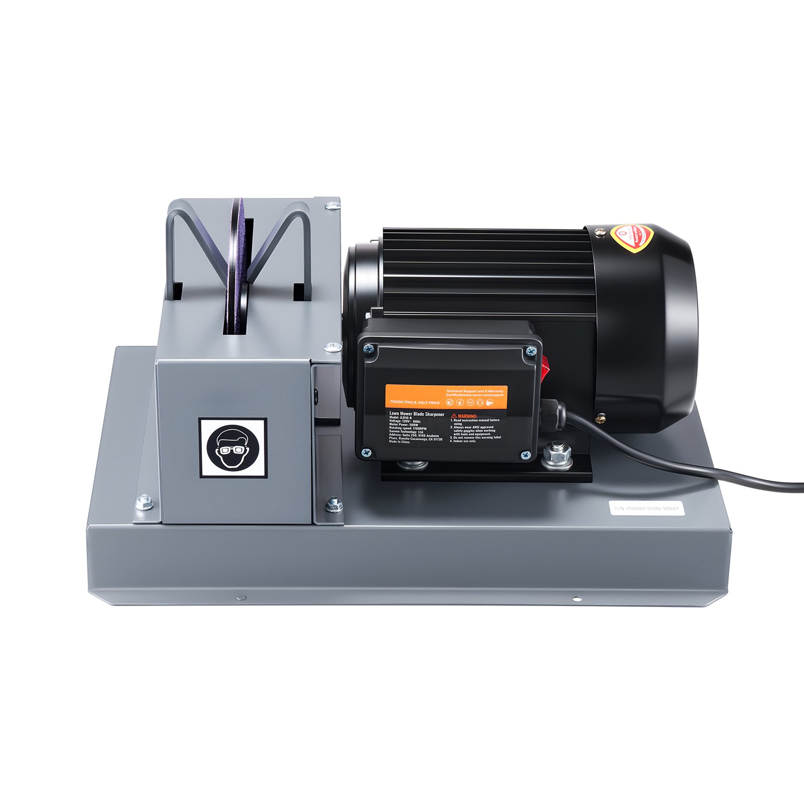 VEVOR Lawn Mower Blade Sharpener, 1HP 750W Lawnmower Blade Grinder with 9-inch Ceramic Grinding Wheel, Powerful Bench Mower Sharpening Machine for High/Low Lift Blades, Gator Blades, Flat Blades