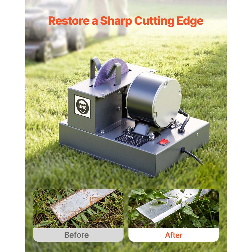 VEVOR Lawn Mower Blade Sharpener, 1/3HP Lawnmower Blades Grinder with 7" Ceramic Grinding Wheel, 30° or 40° Blade Sharpening Machine for High Lift, Low Lift, Gator & Flat Blades