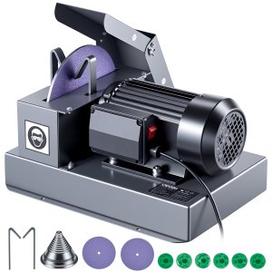 VEVOR Lawn Mower Blade Sharpener, 1HP Lawnmower Blades Grinder with 9 Ceramic Grinding Wheel, Grit Collector Balancer, 30°/40° Blade Sharpening Machine for High Lift, Low Lift, Gator Flat Blades