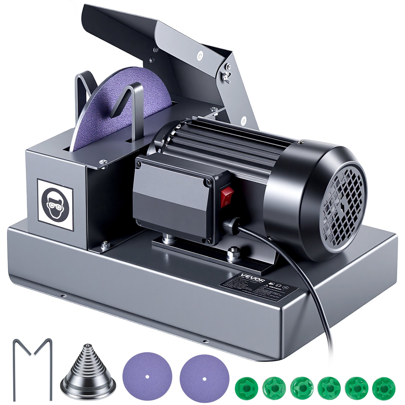 VEVOR Lawn Mower Blade Sharpener, 1HP Lawnmower Blades Grinder with 9" Ceramic Grinding Wheel, Grit Collector & Balancer, 30°/40° Blade Sharpening Machine for High Lift, Low Lift, Gator & Flat Blades