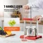 VEVOR Fruit Wine Press, 1.6 Gallon/6L, 2 Stainless Steel Barrels, Manual Juice Maker, Cider Apple Grape Tincture Vegetables Honey Olive Oil Making Press with T-Handle for Outdoor, Kitchen, and Home