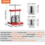 VEVOR Fruit Wine Press, 0.88 Gallon/3.36L, 2 Stainless Steel Barrels, Manual Juice Maker, Cider Apple Grape Tincture Vegetables Honey Olive Oil Making Press with T-Handle for Outdoor, Kitchen and Home