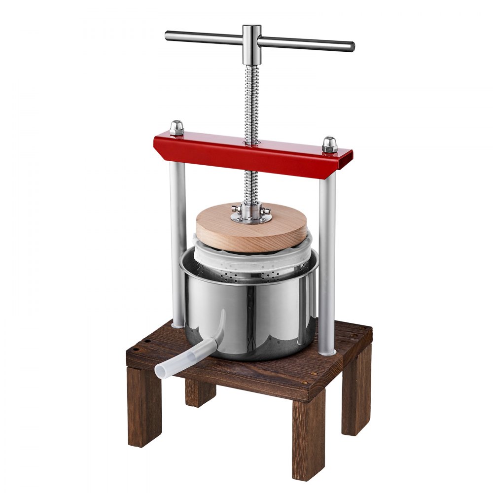 VEVOR Fruit Wine Press, 0.53 Gallon/2L, 2 Stainless Steel Barrels, Manual Juice Maker, Cider Apple Grape Tincture Vegetables Honey Olive Oil Making Press with T-Handle & Stable Base for Kitchen, Home