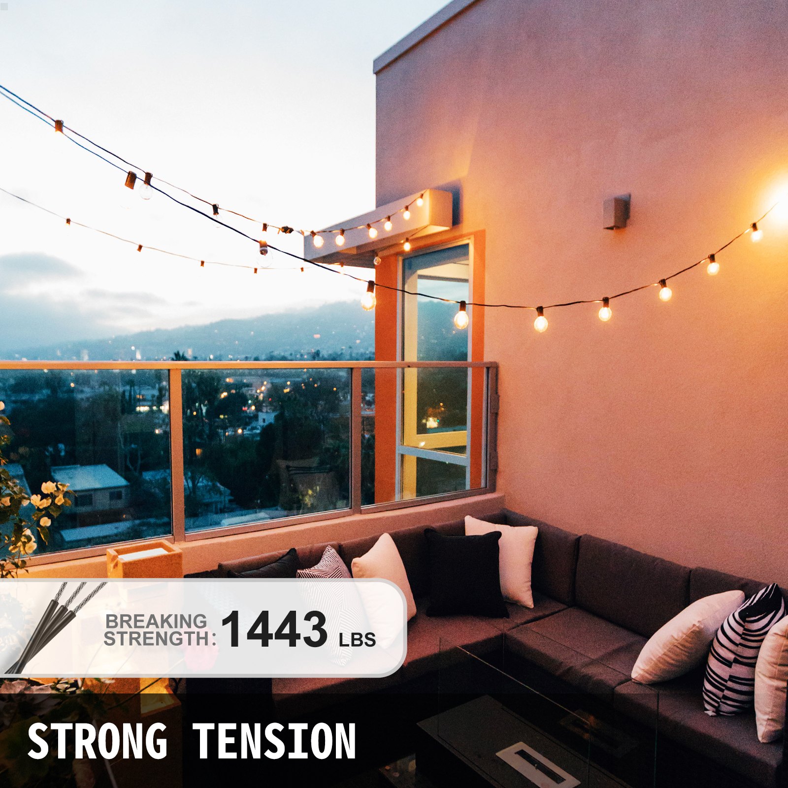 Vinyl Coated Stainless Steel 304 Cable Wire Rope 7x19, 100' Reel, 1/8" - 3/16"