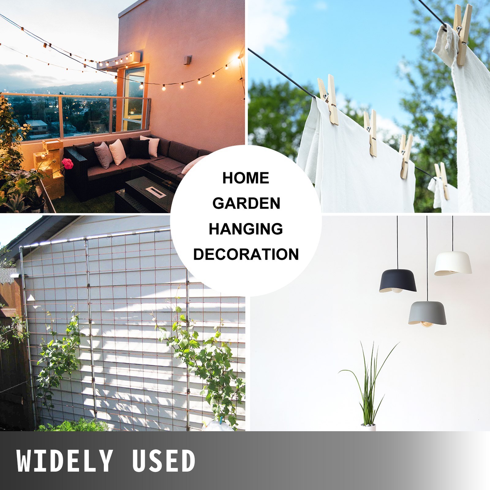 Vinyl Coated Wire Rope 304 Stainless Steel Wire Cable 7x19 75m Reel 1/8-3/16In