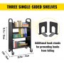 VEVOR Book Cart, 200LBS Library Cart, 30x14x45 Inch Rolling Book Cart, Single Sided V-Shaped Sloped Shelves with 4 Inch Lockable Wheels for Home Shelves Office and School Book Truck in Black