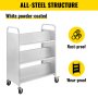 VEVOR Book Cart, 90.72kg Library Cart, 88.9x48.26x124.46 cm Rolling Book Cart Double Sided W-Shaped Sloped Shelves with 10.16-cm Lockable Wheels, for Home Shelves Office and School Book Truck in White