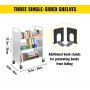 VEVOR book cart with three single-sided shelves and additional book stands.