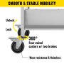 VEVOR book cart with 360° swivel casters, lockable brakes, and smooth mobility.