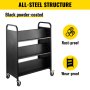 VEVOR 200LBS Book Cart, Library Cart 30x14x45 Inch, Rolling Book Cart Double Sided W-Shaped Sloped Shelves with 4 Inch Lockable Wheels, for Home Shelves Office and School Book Truck in Black