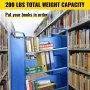 Book Cart Library Cart 200lb with Double Sided W-Shaped Sloped Shelves in Blue