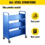 Book Cart Library Cart 200lb with Double Sided W-Shaped Sloped Shelves in Blue
