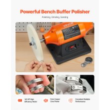 VEVOR 8" Bench Buffer Polisher 3/4 HP 3450RPM for Metal Jewelry Wood Polishing