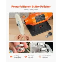 VEVOR 8" Bench Buffer Polisher 3/4 HP 3450RPM for Metal Jewelry Wood Polishing