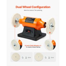 VEVOR 8" Bench Buffer Polisher 3/4 HP 3450RPM for Metal Jewelry Wood Polishing