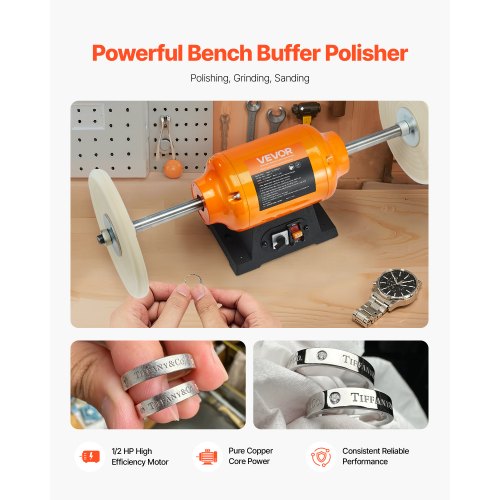 Bench Buffer Polisher For Metal - Polish Steel, Aluminum & Alloy, Open Box Condition