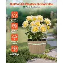 Resin Whiskey Barrel Planter Garden Flower Plant Pot 11.81 x 11.81 x 8.27 in