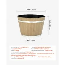 Resin Whiskey Barrel Planter Garden Flower Plant Pot 11.81 x 11.81 x 8.27 in