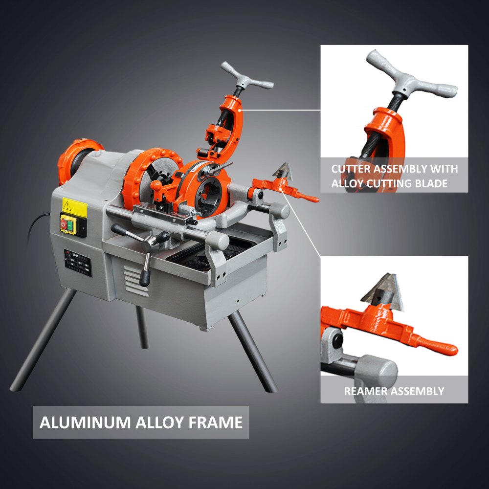 Electric Threader Machine 1/2"-2" Pipe Tube Cutter Smoothly Full-metal 4 Legs