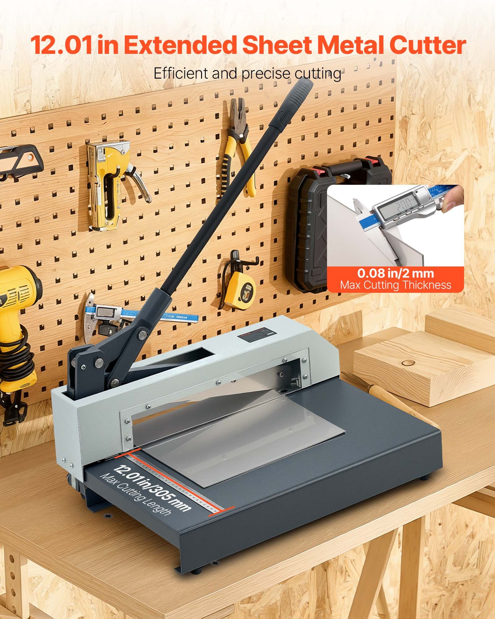 VEVOR Guillotine Sheet Metal Shear, 305 mm Manual Hand Plate Shear, Heavy Duty Metal Plate Cutter Tool, with Solid Steel Frame, High Precision, for Cutting PCB Boards, Aluminum, Steel, Copper, Plastic