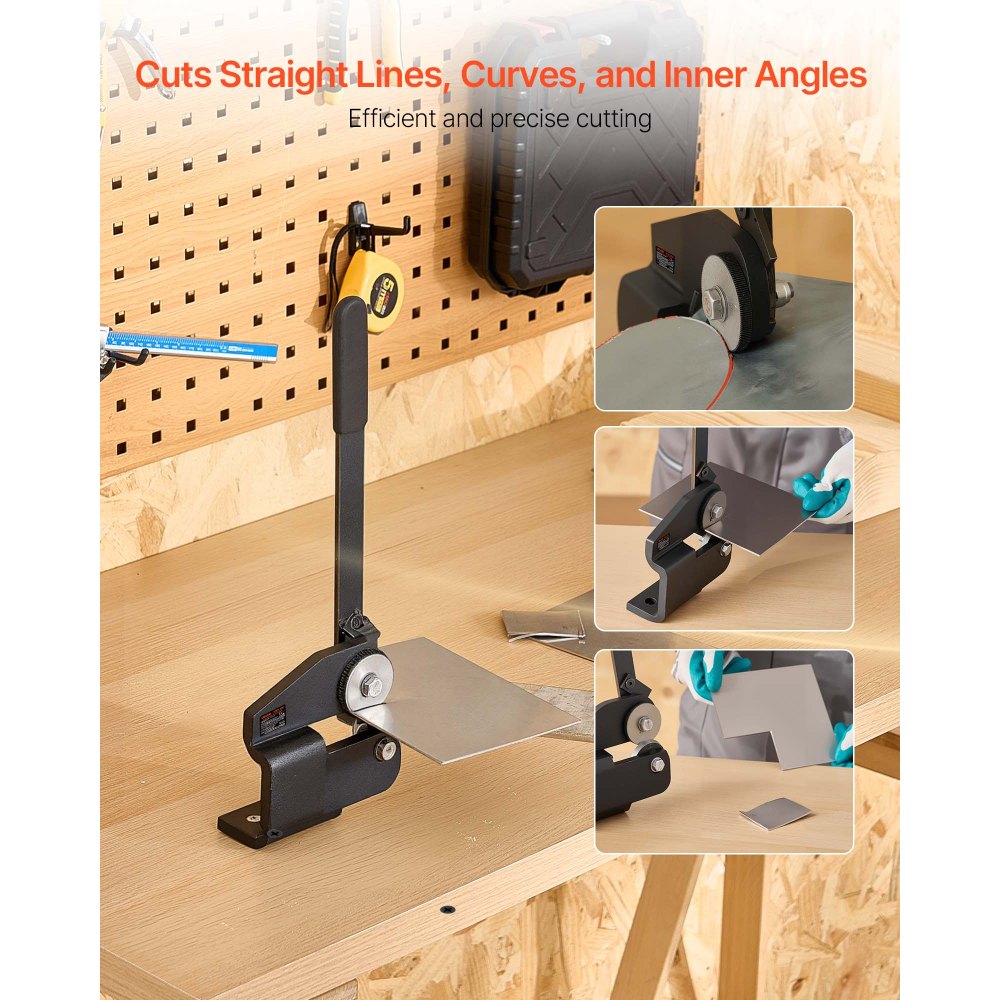VEVOR Sheet Metal Shear, Throatless Rotary Hand Shear, 16 Gauge Mild Steel Sheet Cutter with 0.06 in Capacity, with Solid Construction, Mounting Type, for Cutting Steel, Copper, Rebar, and Aluminum