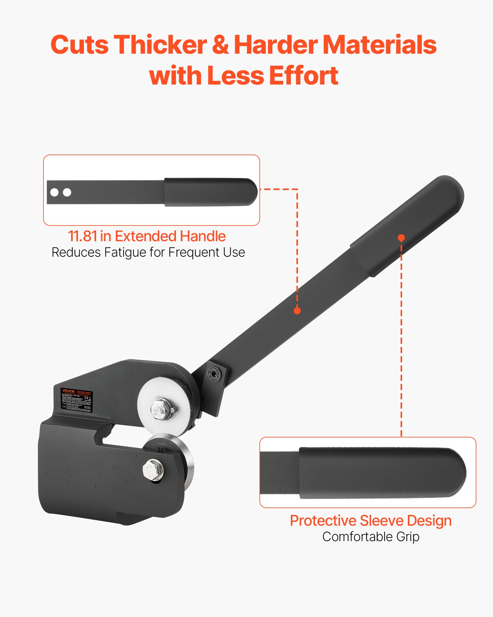 VEVOR Sheet Metal Shear, Throatless Rotary Hand Shear, 16 Gauge Mild Steel Sheet Cutter with 0.06 in Capacity, with Solid Construction, Mounting Type, for Cutting Steel, Copper, Rebar, and Aluminum