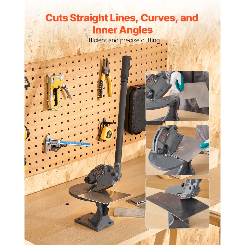 VEVOR Sheet Metal Shear, Manual Plate Shear, Throatless Benchtop Sheet Cutter for Multiple Purpose, with Solid Steel Frame, Mounting Type, Max Cutting Thickness 1.9 mm for Steel Copper Rebar Aluminum